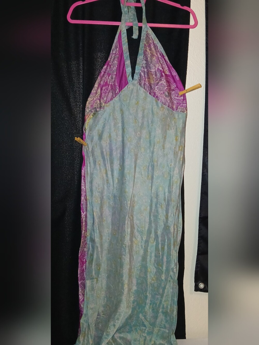 Jedzebel Multicolored 100% Silk Patterned Halter Dress, Size L Women's